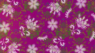 Yumuşak, yaz çiçekleri mor, yeşil ve nötr renklerde. Raster illüstrasyonu. Küçük çiçekteki sevimli çiçek deseni. Raster deseni.