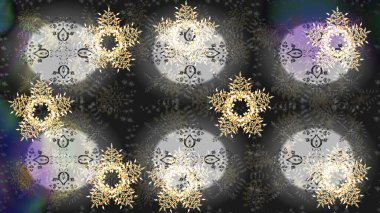 Gri, nötr ve kahverengi renkte kar tanelerinden oluşan kış deseni. Kış konsepti Düz yatıyordu. Raster illüstrasyonu.