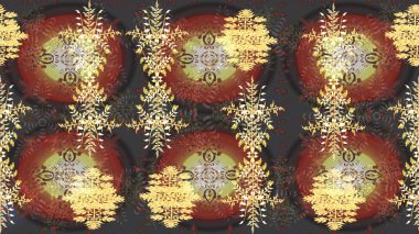 Güzel süs eşyası. Kar tanesi süsü Raster illüstrasyonu. Kar taneleri izole edildi. Kahverengi, gri ve sarı renkli kar tanesi süsü.