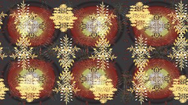 Kahverengi, gri ve sarı renkli kar tanesi süsü. Güzel süs eşyası. Kar taneleri izole edildi. Kar tanesi süsü Raster illüstrasyonu.