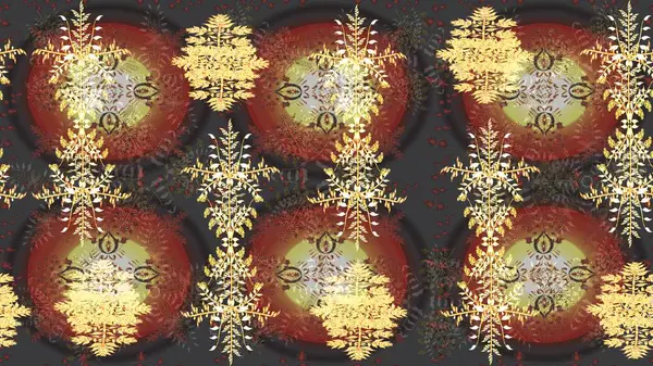 Kahverengi, gri ve sarı renkli kar tanesi süsü. Güzel süs eşyası. Kar taneleri izole edildi. Kar tanesi süsü Raster illüstrasyonu.