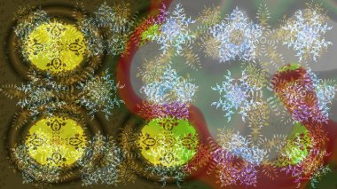 Raster illüstrasyonu. Raster Noel soyut renkli arka plan ve tatlı kar tanesi. Noel Kar Taneleri Arkaplanı. Şirin desen. Kar tanelerinin deseni.