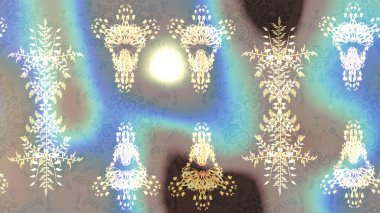 Raster Illustrasyon 'daki Çiçek Deseni' nin son moda çizimi. Mavi, gri ve nötr renklerde çiçekler. Renkli Yaz Temalı eskiz kalıbı. Düz Çiçek Elementleri Tasarımı.