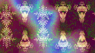 El yapımı çiçek ve bitki koleksiyonu. Şirin karalamalı çiçek desenli çizim. Raster illüstrasyonu. Eskiz tarzı mor, yeşil ve nötr renklerde. Raster illüstrasyonu.