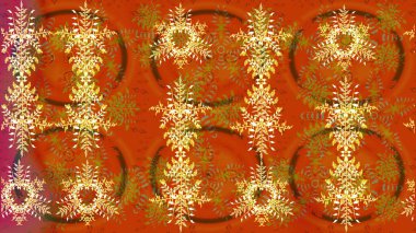 Güzel bir kış süsü. Renkli kar taneleri Raster çizimi. Raster turuncu, kahverengi ve sarı kar tanelerinden izole edilmiş..