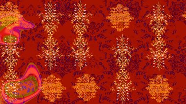 Kırmızı, turuncu ve mor renkler üzerine şirin soyut kar tanesi raster tasarımı. Düz kar karalama ikonları, yılbaşı afişi için kar taneleri silueti, kartlar. Yeni yıl kar tanesi.