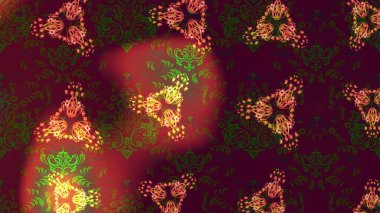 Kahverengi, kırmızı ve yeşil renkte çiçeklerle çizilmiş çiçek deseni. Çiçekler suluboya tarzında kahverengi, kırmızı ve yeşil renklerde.