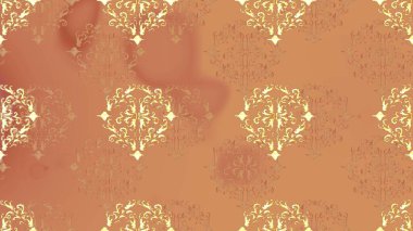 Klasik raster sarısı, kusursuz desen. Çiçek süsü kumaş deseni, cam, çiçek desenli turuncu, bej ve kahverengi altın elementli metal..