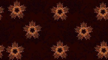 Raster illüstrasyonu. Noel stili. Siyah, kahverengi ve kırmızı renkte kar taneleri.