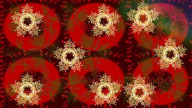 Kar tanesi renkli desen. Snowflakes desen. Raster kar taneleri arka plan. Renk arka plan üzerinde izole soyut kar taneleri ile düz tasarım. Raster illüstrasyon.