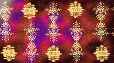 Güzel tasarım. Noel için tatil tasarımı, yeni yıl moda baskıları. Kar tanelerinin soyut arkaplanlı Noel arkaplanı. Kahverengi, kırmızı ve mor kar taneleri. Raster illüstrasyonu.