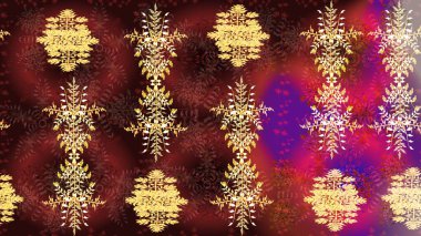 Kış kartı Mutlu Noeller, Yeni Yıl ve Mutlu Tatil Raster çizimleri. Kahverengi, kırmızı ve mor kar tanelerinin olduğu Noel kartı. Kahverengi, kırmızı ve mor renkler. Kar taneleri arkaplanı.