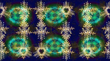 Kutlamanın sembolü. Mavi, yeşil ve gri ikon silueti. Raster illüstrasyonu. Noel tasarımı için. Yeni yıl tabelası. Kar tanesi kışı mavi, yeşil ve gri renklerde yalıtılmış.