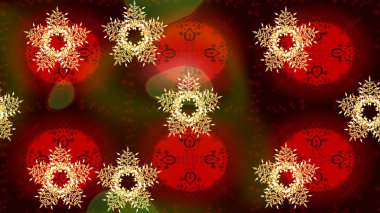 Kar tanelerinin soyut arkaplanlı Noel şablonu. Kahverengi, kırmızı ve siyah renkler. Noel ve yeni yıl moda baskıları için tatil tasarımı. Raster illüstrasyonu.