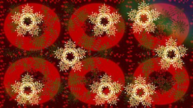 Kar tanesi renkli desen. Snowflakes desen. Raster kar taneleri arka plan. Renk arka plan üzerinde izole soyut kar taneleri ile düz tasarım. Raster illüstrasyon.