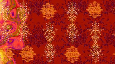 Çiçekleri, deniz kabukları, mandalaları ve suluboya efektleriyle donanma geçmişi. Yatak çarşafları, ceket, paket tasarımı, kumaş ve moda kavramları için tekstil baskısı. Çizim kalıbı etnik tasarım.