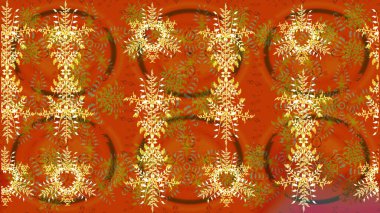 Suluboya çiçekli çiçek deseni. Raster illüstrasyonu. Turuncu, kahverengi ve sarı renkli Asya tekstili.