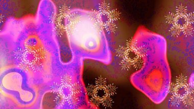 Kar tanesi renkli desen. Snowflakes desen. Raster kar taneleri arka plan. Renk arka plan üzerinde izole soyut kar taneleri ile düz tasarım. Raster illüstrasyon.