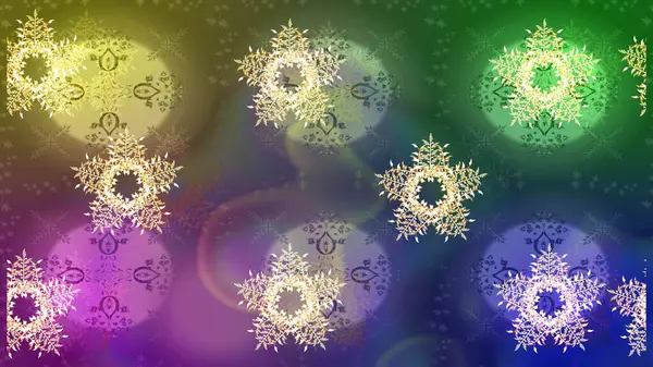 Basit bir kar tanesi. Yeşil, mor ve mavi renklerin çizimi. Soyut duvar kâğıdı, ambalaj dekorasyonu. Kışın sembolü, mutlu noeller, mutlu yeni yıl kutlaması Raster illüstrasyonu..