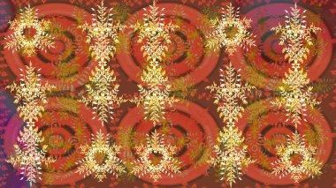 Kahverengi, turuncu ve pembe renkler. Raster illüstrasyonu. Kar tanelerinin soyut arkaplanlı Noel şablonu. Noel ve Yeni Yıl moda baskıları için tatil tasarımı.