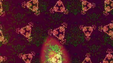 Renkli unsurlarla hareketli arka plan görüntüleri. Çiçekler. Eski model. Bayrak tarzı. Video kaydı. Şablon. Döngü. Kusursuz..