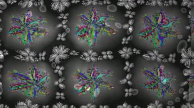 Renkli unsurlarla hareketli arka plan görüntüleri. Çiçekler. Eski model. Bayrak tarzı. Video kaydı. Şablon. Döngü. Kusursuz..