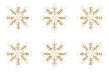 Düz kar karalama ikonları, kar taneleri silueti noel afişi için altın renklerde, kartlar. Güzel soyut kar tanesi tasarımı. Yeni yıl kar tanesi.