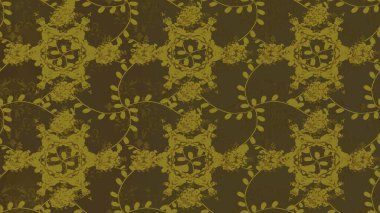 Raster düz çiçekleri pürüzsüz desen. Hediye ambalaj kağıdı, tebrik kartları, posterler ve pankart tasarımı. Kahverengi, nötr ve yeşil renkte çiçekler.