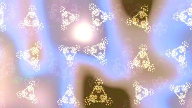 Kar tanelerinin soyut arkaplanlı Noel şablonu. Raster illüstrasyonu. Tarafsız, mavi ve bej kar taneleri. Noel ve Yeni Yıl moda baskıları için tatil tasarımı.