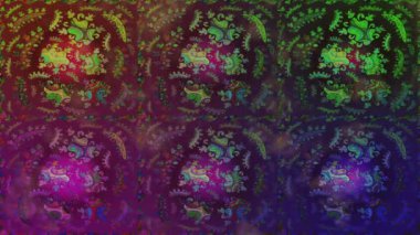 Renkli unsurlarla hareketli arka plan görüntüleri. Çiçekler. Eski model. Bayrak tarzı. Video kaydı. Şablon. Döngü. Kusursuz..