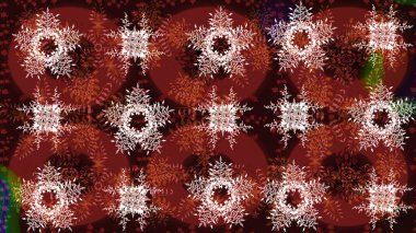 Kahverengi, kırmızı ve nötr kar tanelerinin olduğu Noel kartı kahverengi, kırmızı ve nötr renklerde. Kar taneleri arka planda. Kış kartı Mutlu Noeller, yeni yıl ve mutlu bayramlar..