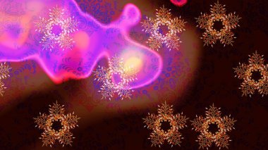 Siyah, kahverengi ve mor kar tanelerinden izole edilmiş. Güzel bir kış süsü. Kar taneleri koleksiyonu. Raster illüstrasyonu.