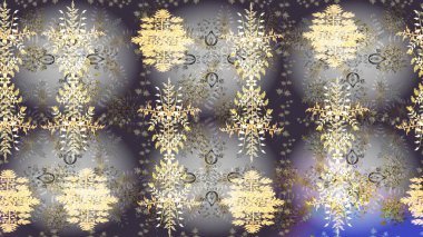 Kar tanelerinin soyut arkaplanlı Noel şablonu. Raster illüstrasyonu. Gri, bej ve nötr renkler. Noel ve Yeni Yıl moda baskıları için tatil tasarımı.