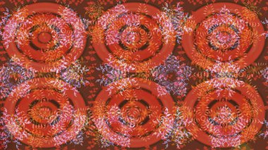 Düz yatıyordu. Kış konsepti Turuncu, kahverengi ve pembe renkte kar tanelerinden oluşan kış deseni. Raster illüstrasyonu.