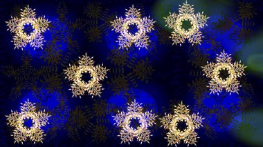 Siyah, mavi ve gri renkte kar tanelerinden oluşan kış deseni. Kış konsepti Düz yatıyordu. Raster illüstrasyonu.