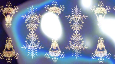 Kar tanelerinin soyut arkaplanı olan şirin bir Noel arkaplanı. Raster illüstrasyonu. Noel ve yeni yıl moda baskıları için tatil tasarımı. Renkler. Mavi, nötr ve gri kar taneleri.