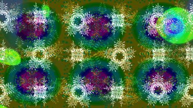 Soyut mandala veya kaprisli kar tanesi içini kaplamak sanat çizmek. Renkli arka plan üzerinde izole sevimli kar taneleri. Raster illüstrasyon.