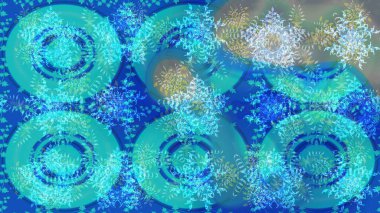 Raster resim. Raster kar taneleri arka plan. Snowflakes desen. Renk arka plan üzerinde izole soyut kar taneleri ile düz tasarım. Kar tanesi renkli desen.