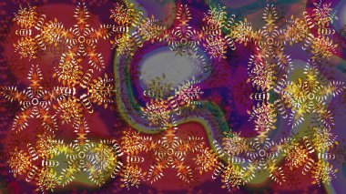 Kar tanesi süsleme deseni. Kar taneleri arka planda. Renkli arka planda izole edilmiş kar tanelerinin düz tasarımı. Kar taneleri deseni. Raster illüstrasyonu.