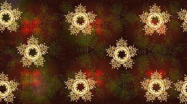 Raster illüstrasyonu. Kar tanesi raster deseni. Renkli arka planda izole tatlı kar taneleri. Kahverengi, yeşil ve sarı renklerde kar taneleri.