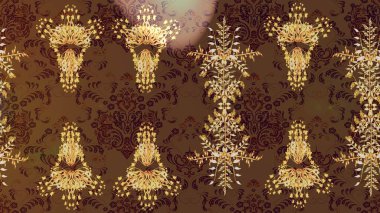 Sketch flower pattern can be used for wallpaper. Flowers on brown, beige and neutral colors. Raster illustration.