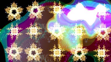 Raster Noel soyut renkli arka plan ve düşen kar tanesi. Noel süslemeleri ve Noel süslemeleri.