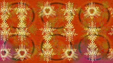 Basit bir kar tanesi. Turuncu, kahverengi ve sarı renkli şirin kar taneleri. Soyut duvar kâğıdı, ambalaj dekorasyonu. Kışın sembolü, mutlu noeller, mutlu yeni yıl kutlaması Raster illüstrasyonu..