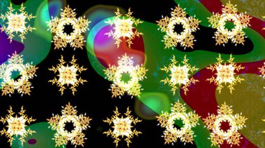 Siluet kar taneleri tabelası siyah, yeşil ve kahverengi renkleri izole ediyor. Grafiksel element dekorasyonu. Sembol kışı, donmuş, Noel, yeni yıl tatili. Düz dizayn. Kar Tanesi Mozaik ikonu. Raster tasarımı.