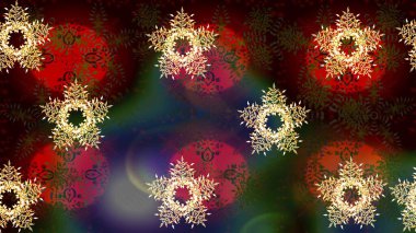 Kış. Renkli arka plan üzerinde izole suluboya kar taneleri. Kış sembolü. Raster illüstrasyon.