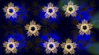 Siyah, mavi ve gri kar tanelerinden izole edilmiş. Güzel bir kış süsü. Kar taneleri koleksiyonu. Raster illüstrasyonu.