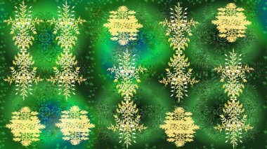 Kış kartı Mutlu Noeller, Yeni Yıl ve Mutlu Tatil Raster çizimleri. Yeşil, sarı ve mavi kar taneli Noel kartı yeşil, sarı ve mavi renklerde. Kar taneleri arkaplanı.