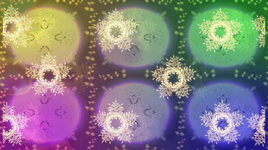 Basit bir kar tanesi. Tarafsız, mor ve yeşil renklerde şirin kar taneleri. Soyut duvar kâğıdı, ambalaj dekorasyonu. Kışın sembolü, mutlu noeller, mutlu yeni yıl kutlaması Raster illüstrasyonu.