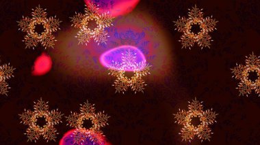 Kar tanelerinin soyut arkaplanı olan şirin bir Noel arkaplanı. Siyah, kahverengi ve kırmızı kar taneleri. Raster illüstrasyonu. Renkler. Noel ve Yeni Yıl moda baskıları için tatil tasarımı.