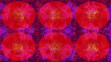 Kırmızı, mor ve morumsu siluet kar tanesi işareti. Kar Tanesi Mozaik ikonu. Grafiksel element dekorasyonu. Düz dizayn. Sembol kışı, donmuş, Noel, yeni yıl tatili. Raster illüstrasyonu.